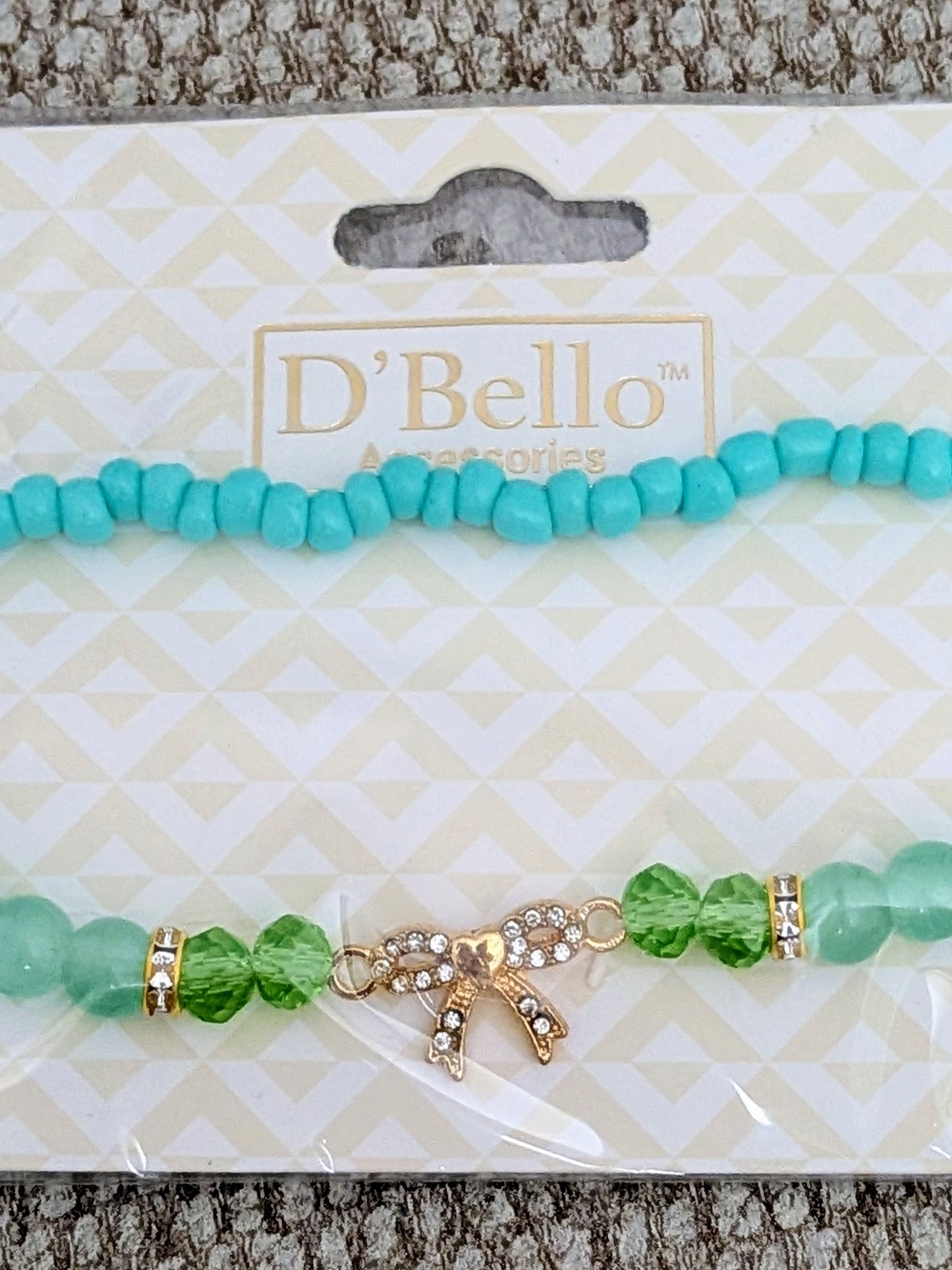 D'Bello Women's Turquoise & Light Green Crystal Bow Bracelet Set